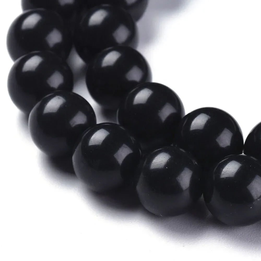 8MM Black Stone Beads-ONE Gemstone Bead Strand-Jewelry Making Supply‎ Crafts NWT